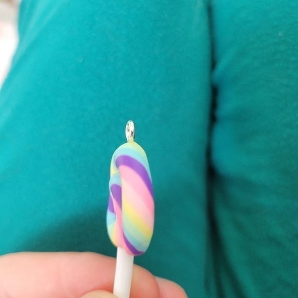 NEW Handmade Polymer Clay Big Pendants, Lollipop, Colorful - Picture 4 of 10